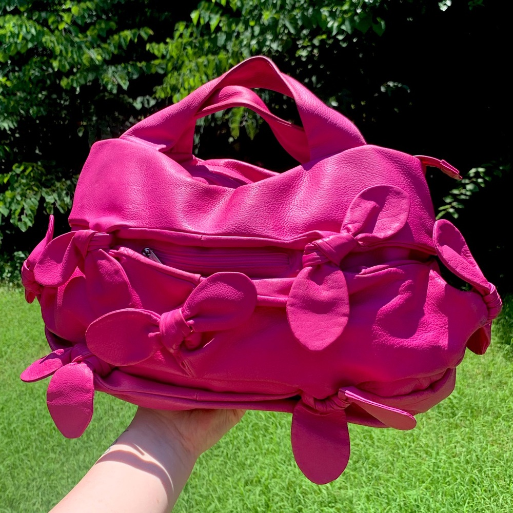 Leather Bow Peep in Hot Pink Purse